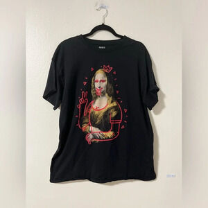 Graffiti Mona Lisa tee Brisco tee. Size XL anti establishment artsy streetwear